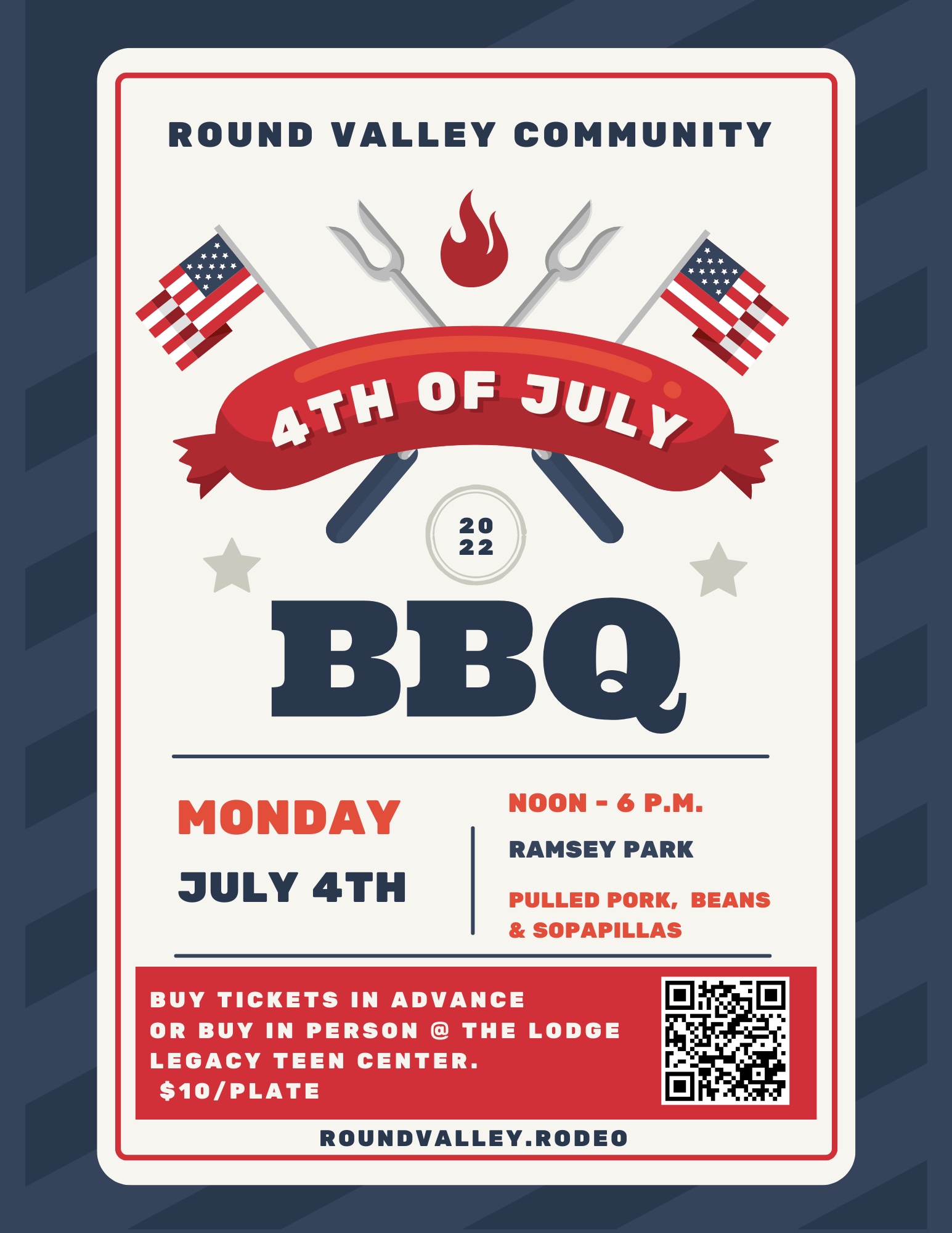Beige Navy Red Bold 4th Of July BBQ Flyer